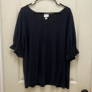 Ava & Viv Swiss Dot Black Blouse